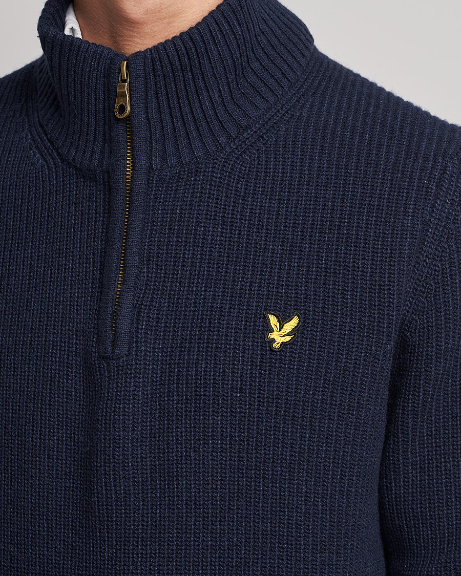 Herren | Pullover | Lyle & Scott | Ribbed Quarter Zip Sweater Navy