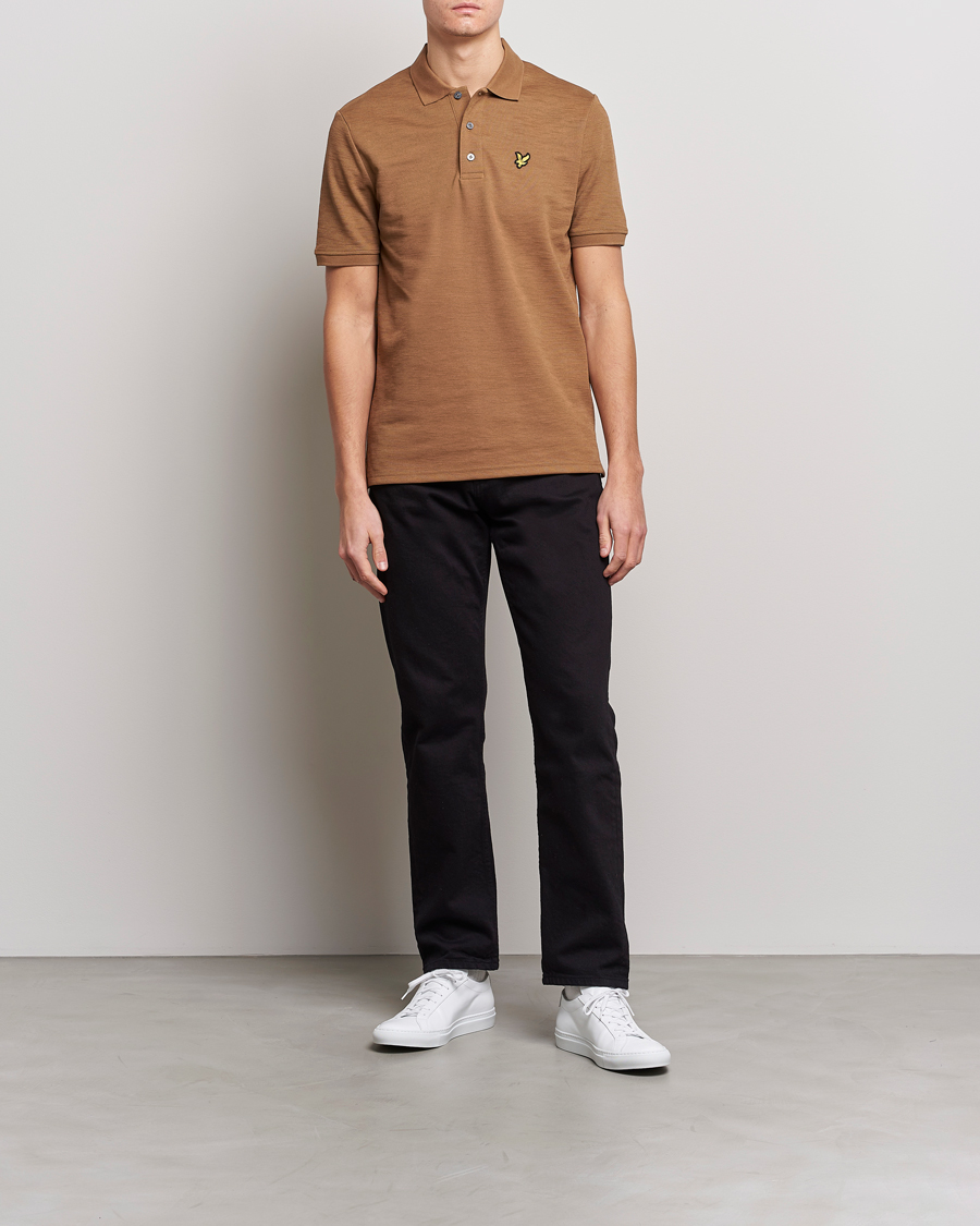 Herren | Poloshirts | Lyle & Scott | Chunky Slub Pique Polo Camel Bronze