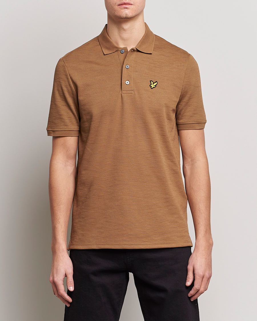 Herren | Poloshirts | Lyle & Scott | Chunky Slub Pique Polo Camel Bronze
