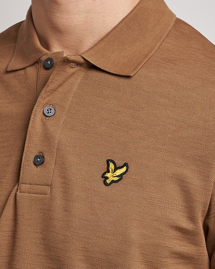 Herren | Poloshirts | Lyle & Scott | Chunky Slub Pique Polo Camel Bronze