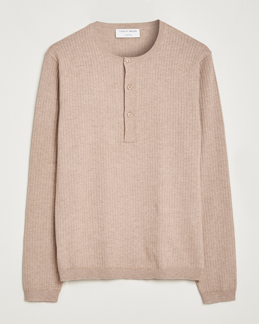 Herren | Pullover | Tiger of Sweden | Nassau Cotton Wool Knitted Sweater Beigie Melange