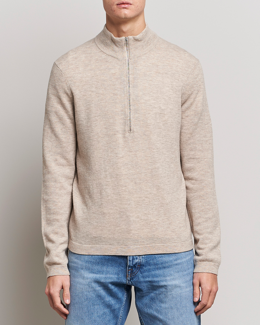 Herren | Pullover | Tiger of Sweden | Owain Merino Half Zip Sweater Dark White