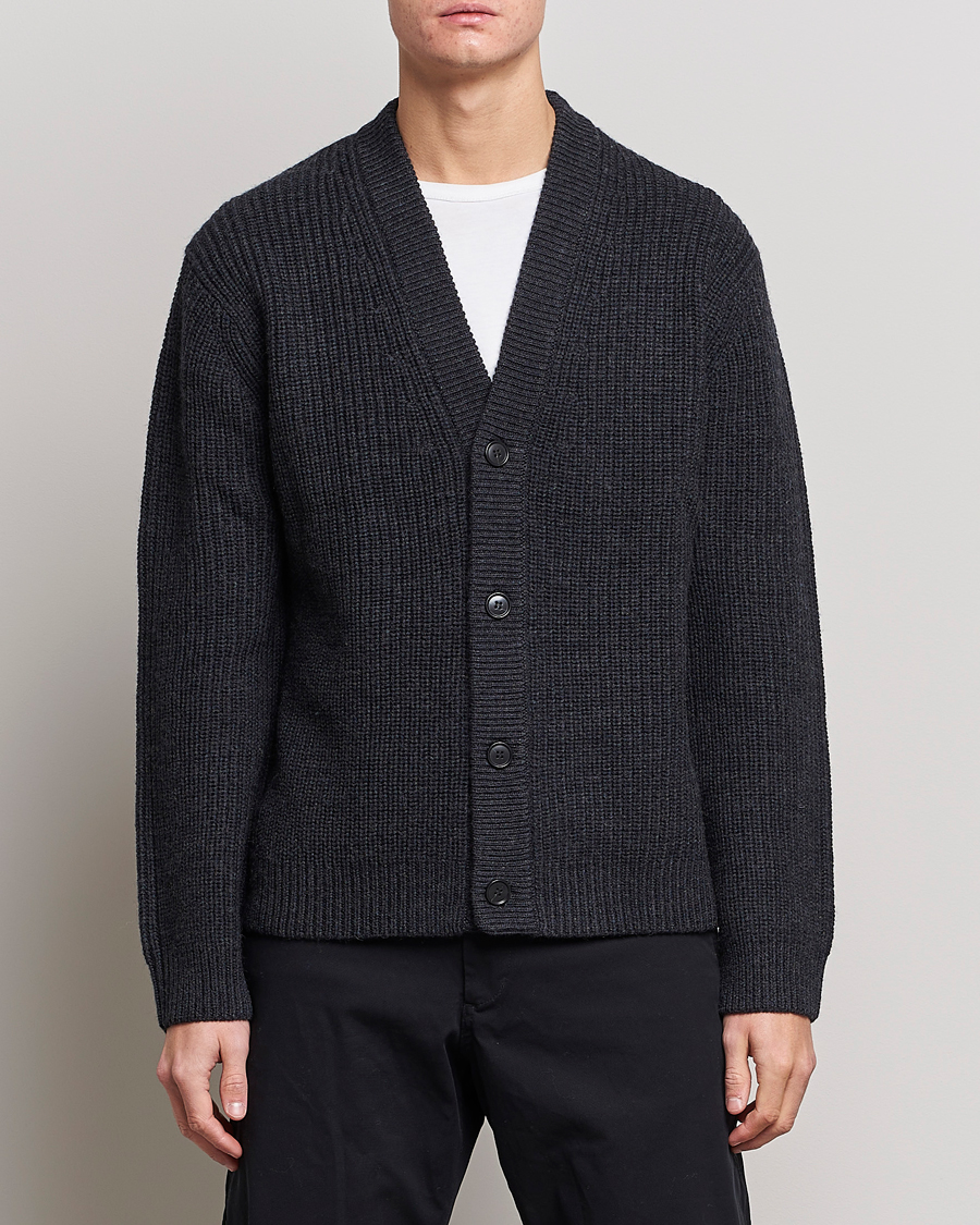 Herren | Pullover | Tiger of Sweden | Reiner Wool Cardigan Dark Grey Mel