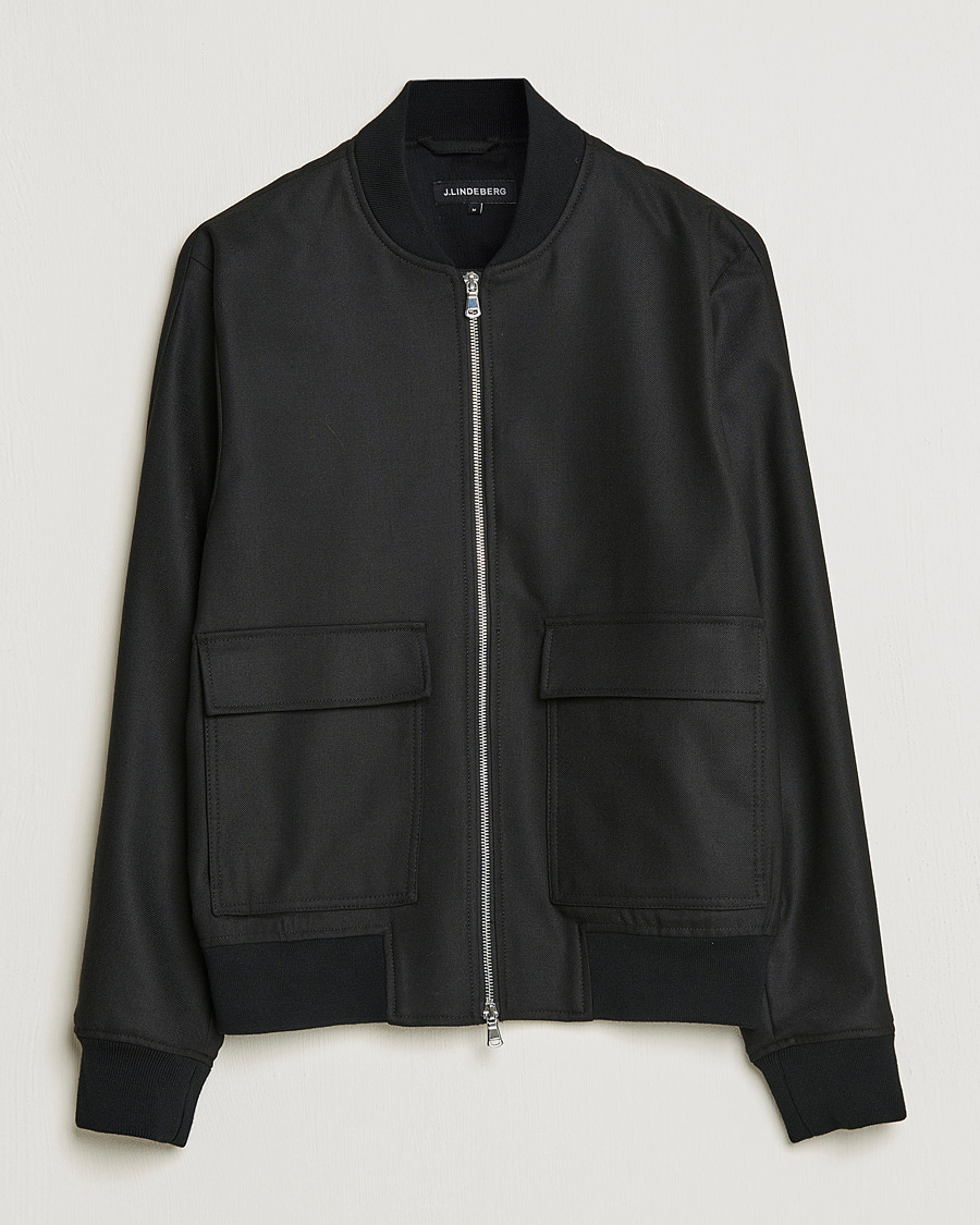 Herren | Jacken | J.Lindeberg | Thom Bomber Wool Twill Jacket Black