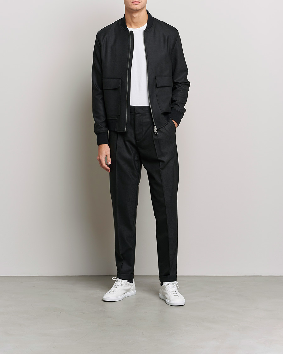 Herren | Jacken | J.Lindeberg | Thom Bomber Wool Twill Jacket Black