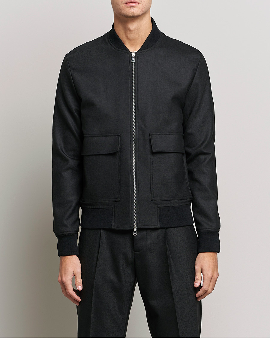 Herren | Jacken | J.Lindeberg | Thom Bomber Wool Twill Jacket Black