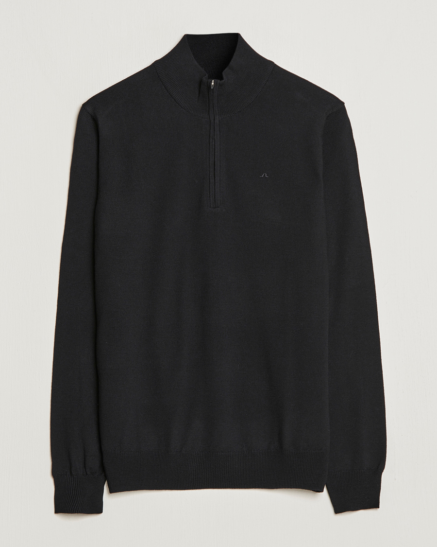 Herren | Pullover | J.Lindeberg | Kian Quarter Zip Merino Sweater Black