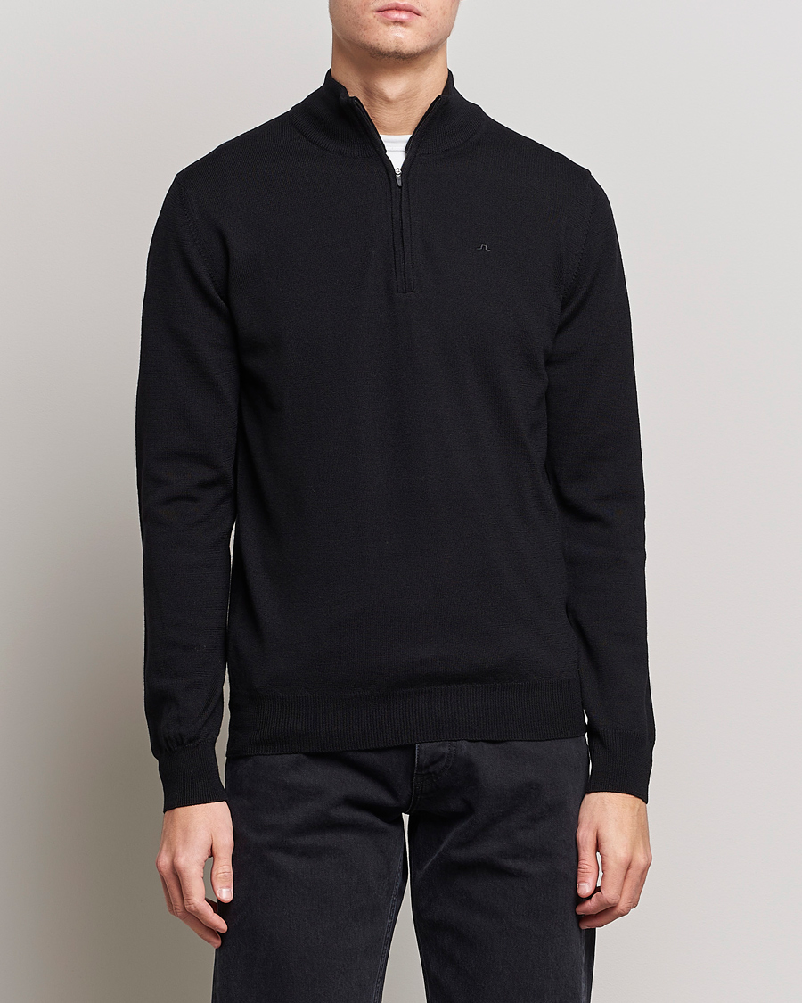 Herren | Pullover | J.Lindeberg | Kian Quarter Zip Merino Sweater Black