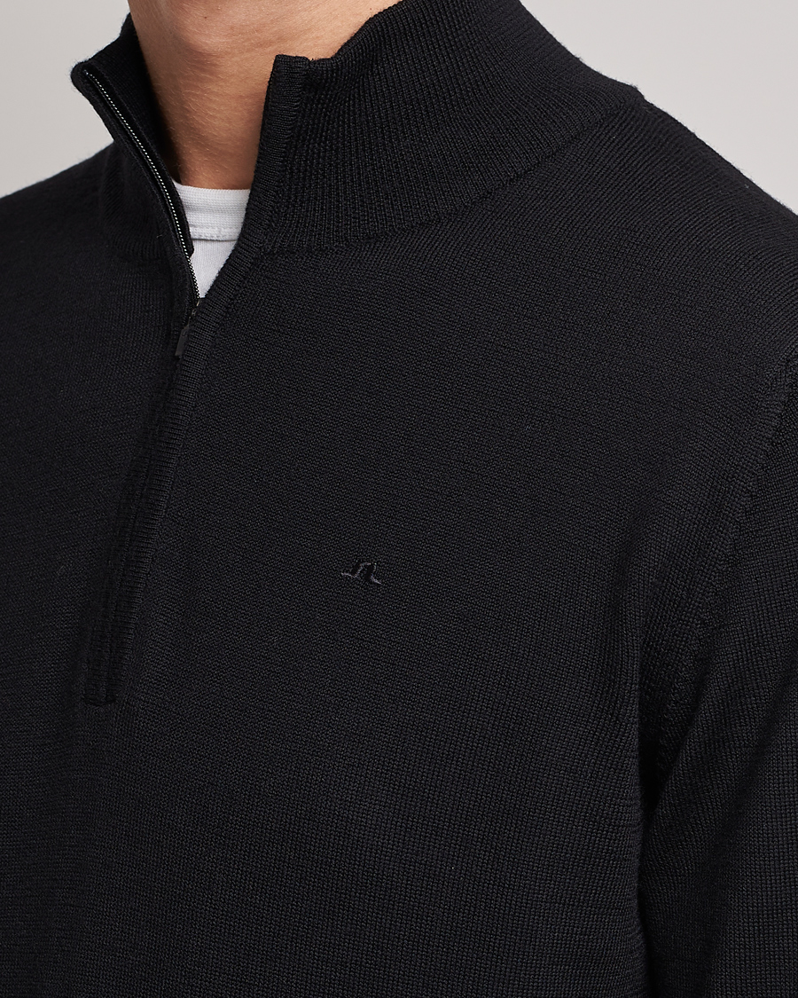 Herren | Pullover | J.Lindeberg | Kian Quarter Zip Merino Sweater Black