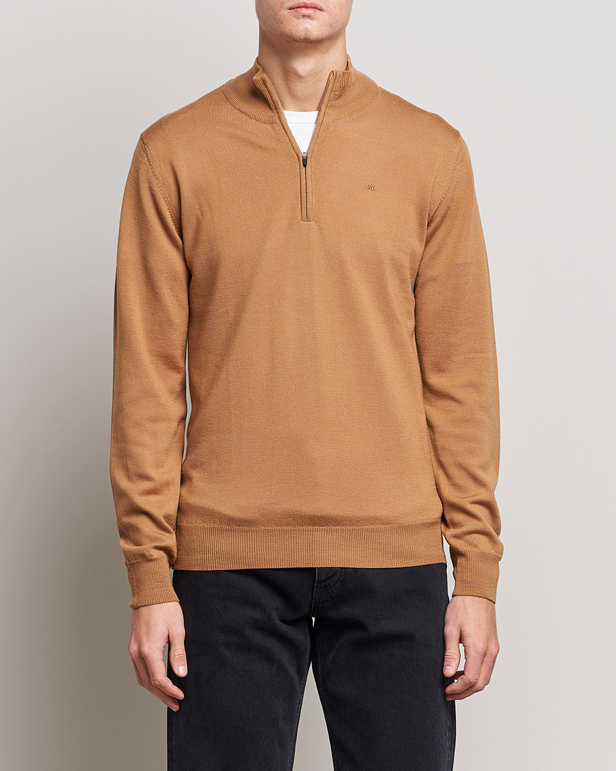 Herren | Pullover | J.Lindeberg | Kian Quarter Zip Merino Sweater Chipmunk