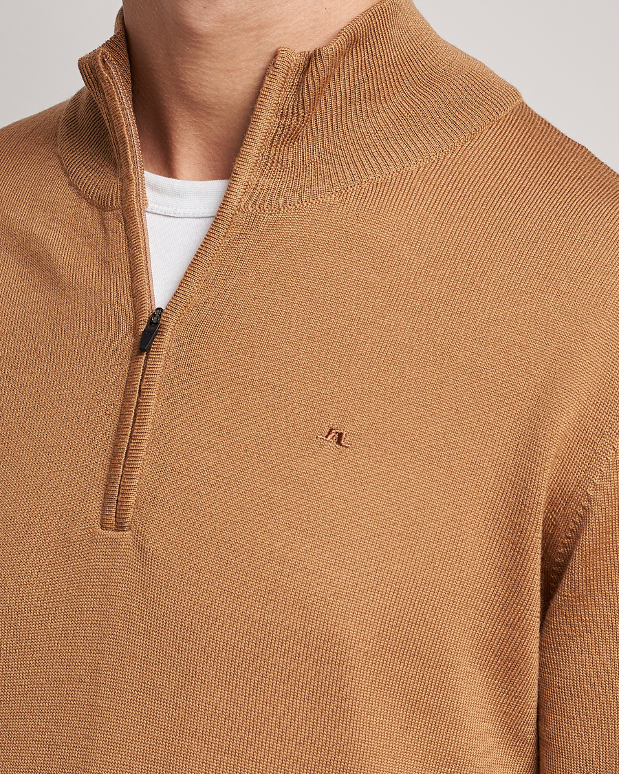 Herren | Pullover | J.Lindeberg | Kian Quarter Zip Merino Sweater Chipmunk