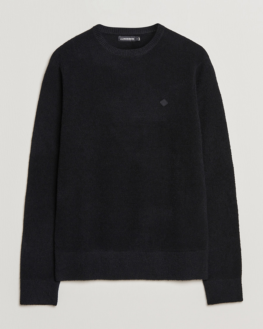 Herren | Pullover | J.Lindeberg | Yuri Merino Logo Crew Neck Sweater Black