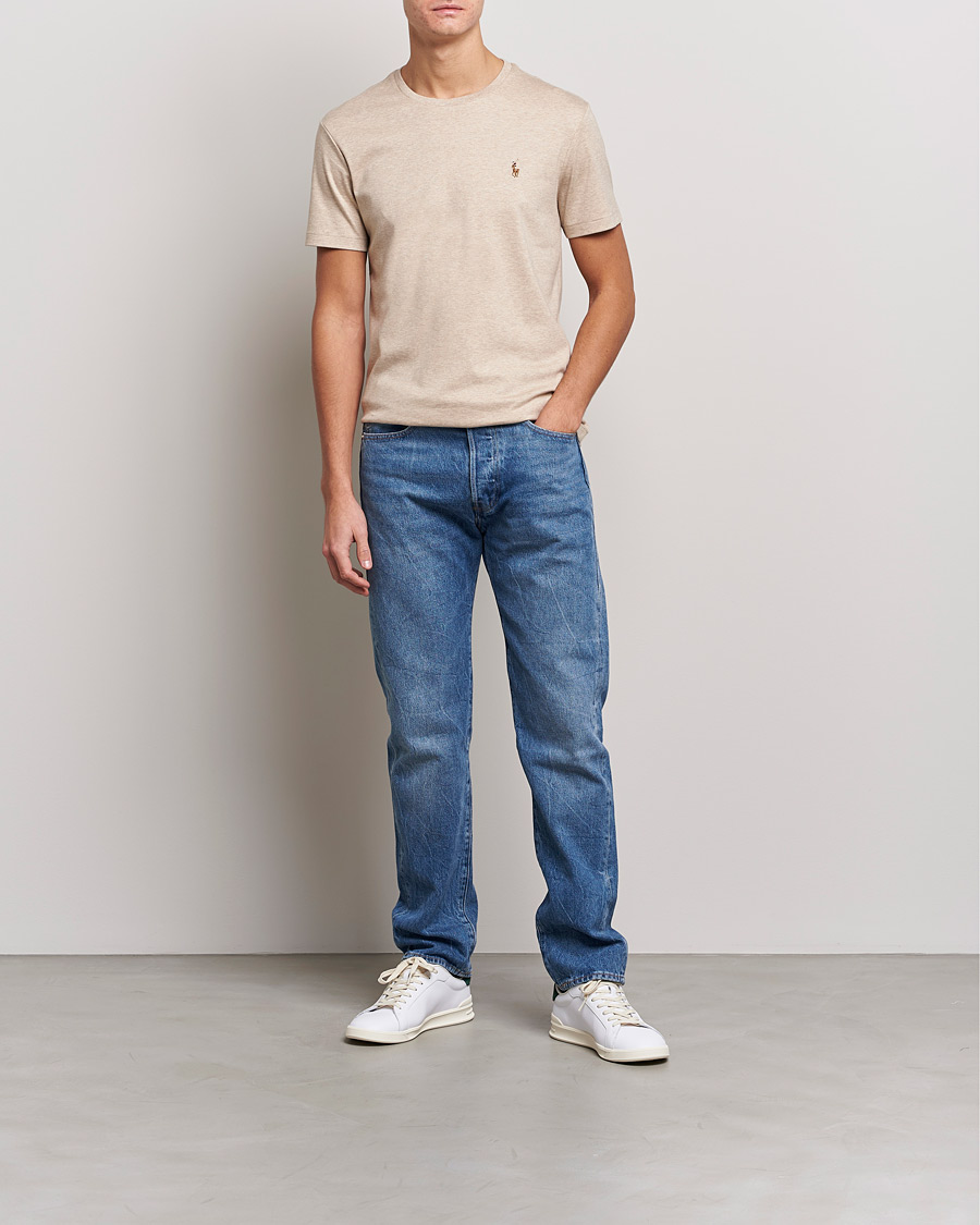 Herren | T-Shirts | Polo Ralph Lauren | Luxury Pima Cotton Crew Neck T-Shirt Sand Heather