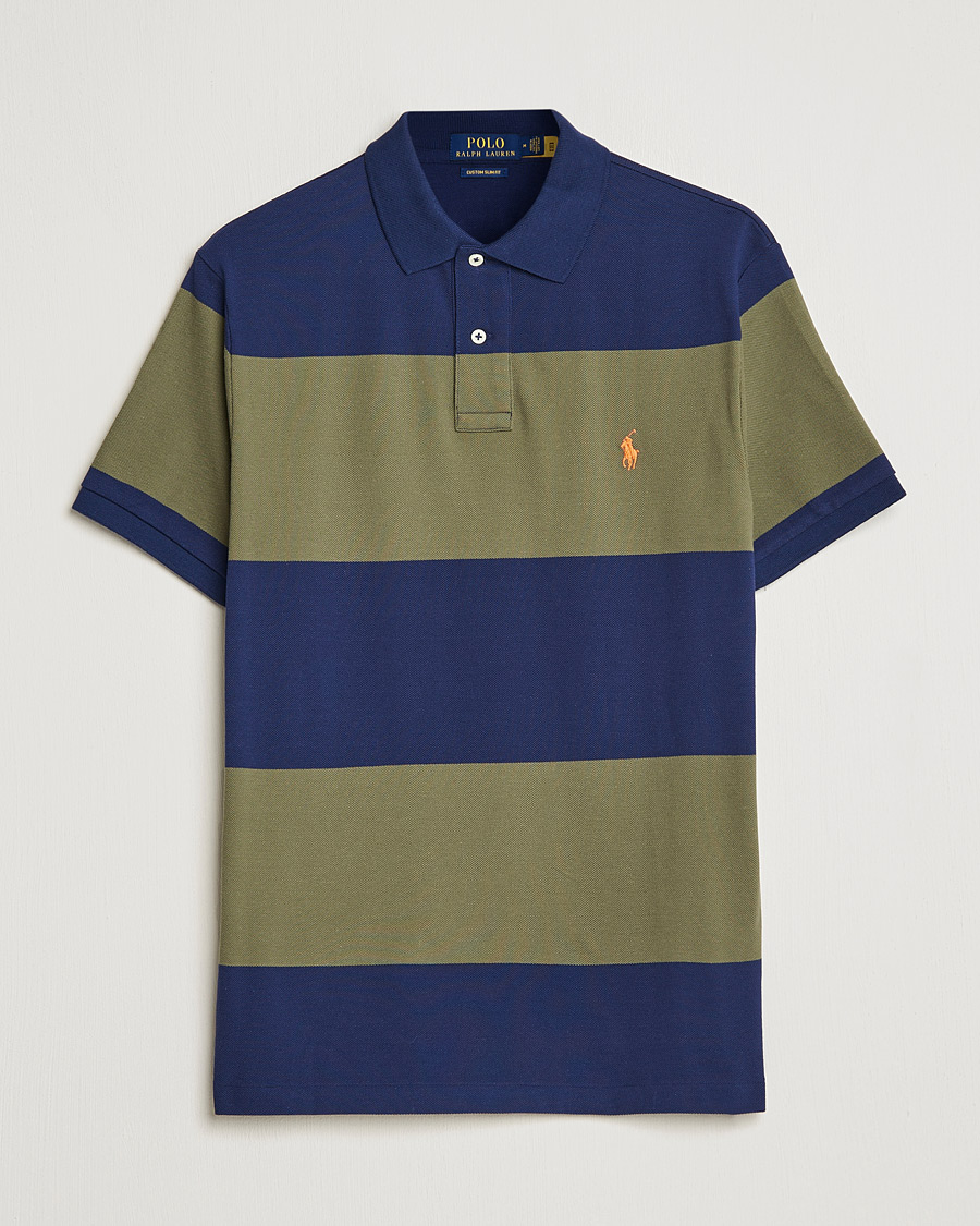 Herren | Poloshirts | Polo Ralph Lauren | Custom Slim Fit Barstriped Polo Navy/Dark Sage