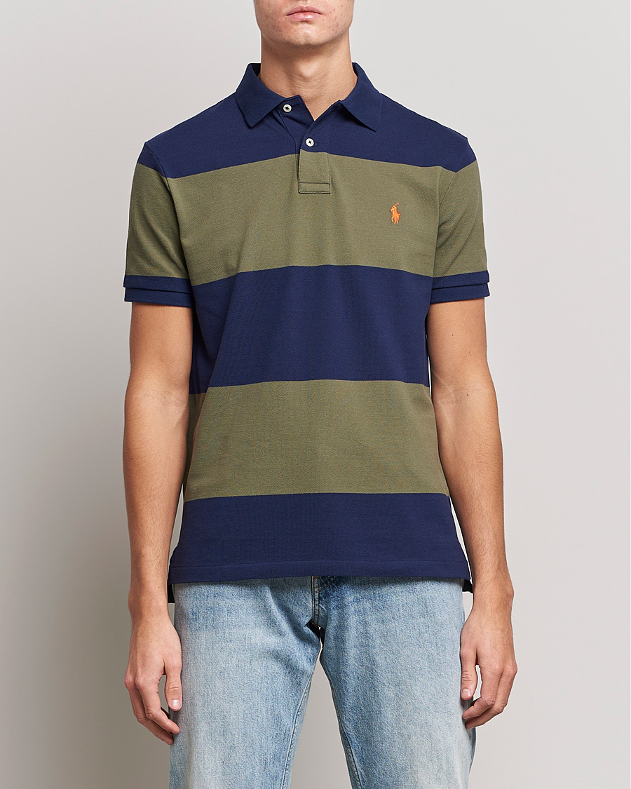 Herren | Poloshirts | Polo Ralph Lauren | Custom Slim Fit Barstriped Polo Navy/Dark Sage