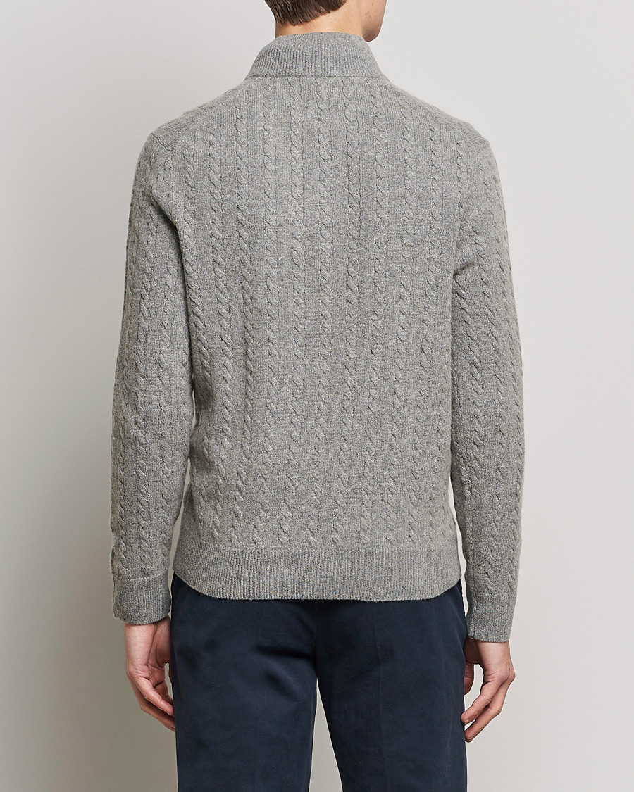 Herren | Pullover | Polo Ralph Lauren | Cotton/Wool Cable Half-Zip Fawn Grey Heather
