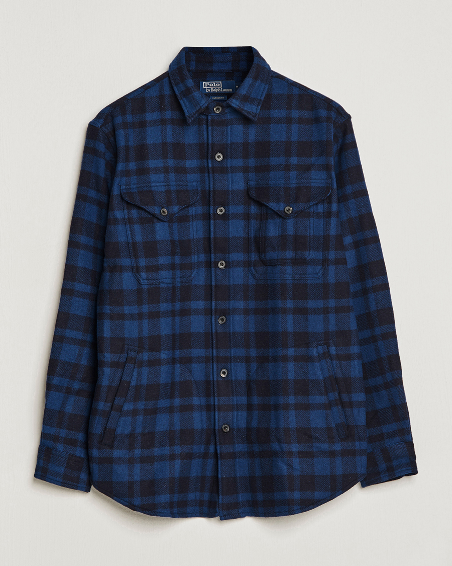 Herren | Hemden | Polo Ralph Lauren | Wool Blend Checked Overshirt Blue/Navy