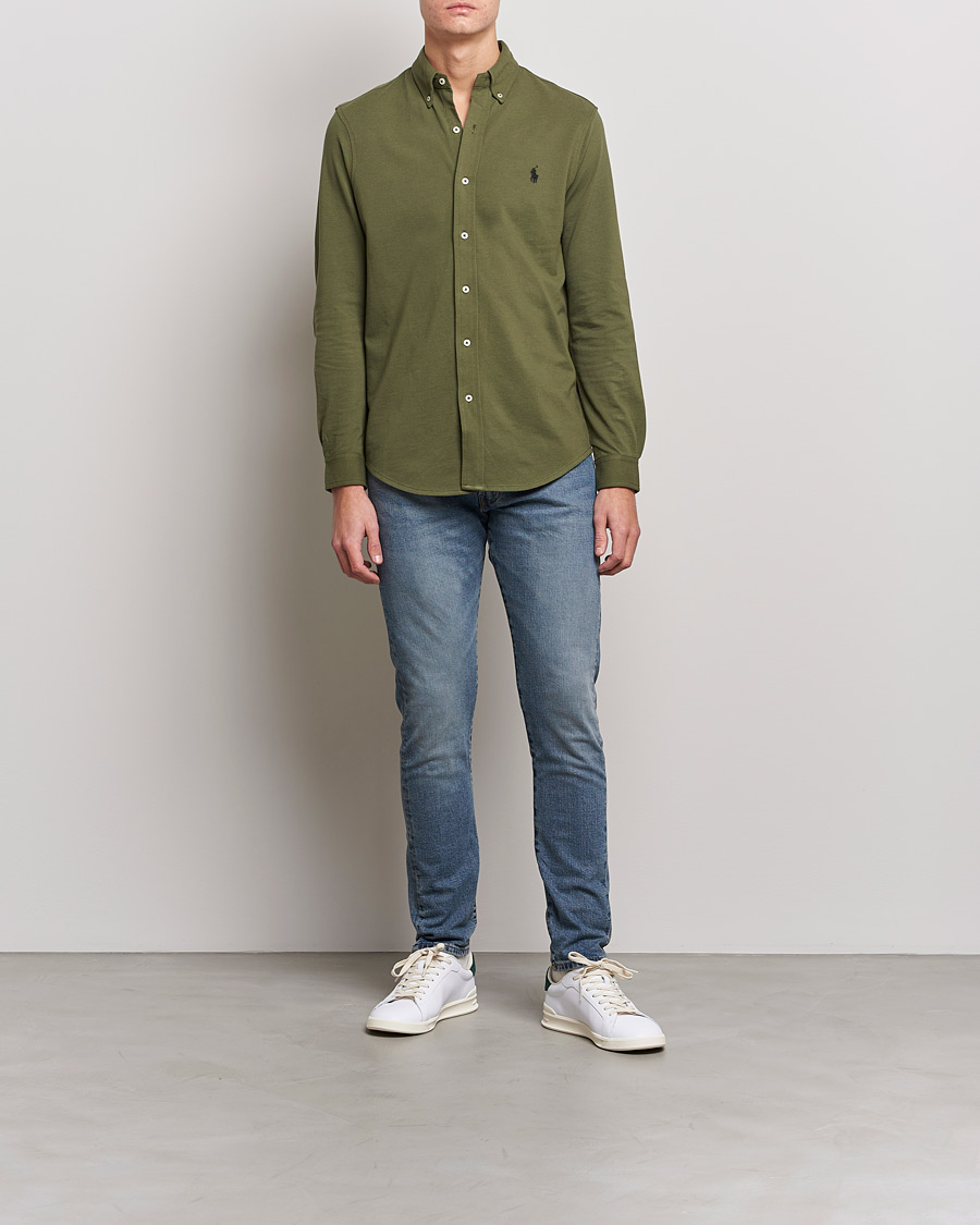Herren | Hemden | Polo Ralph Lauren | Slim Fit Featherweight Mesh Shirt Dark Sage