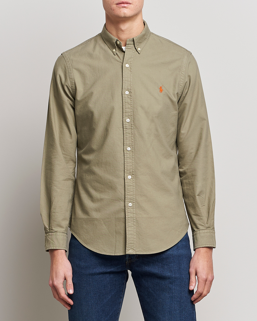 Herr | Oxfordskjortor | Polo Ralph Lauren | Slim Fit Garment Dyed Oxford Shirt Sage Green