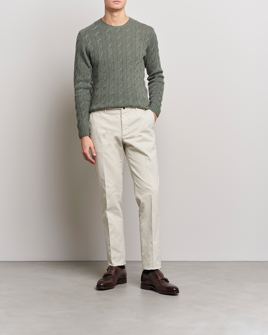 Herren | Pullover | Ralph Lauren Purple Label | Cashmere Cable Crew Neck Sweater Sea Spray