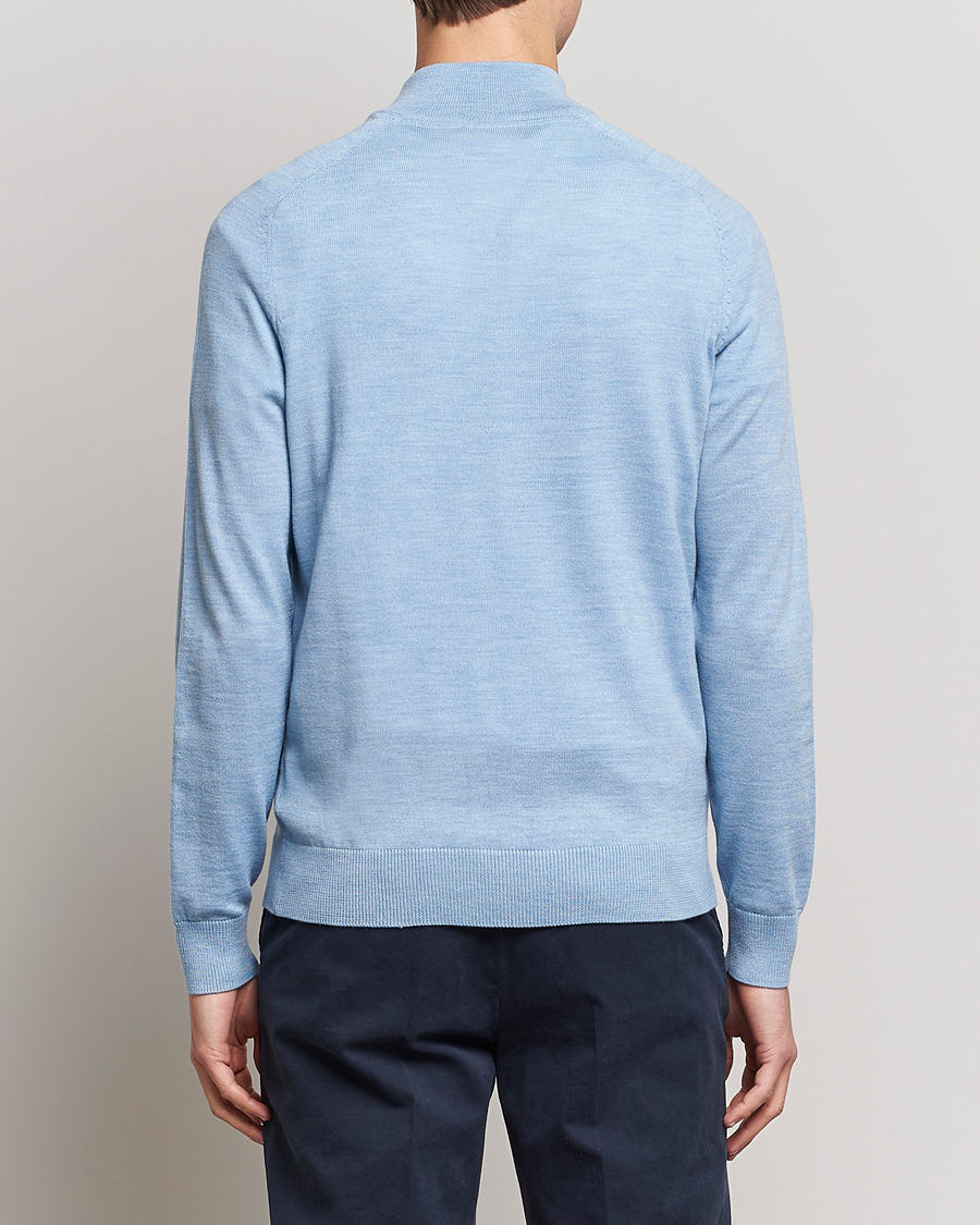 Herren | Pullover | Morris | John Merino Half Zip Light Blue