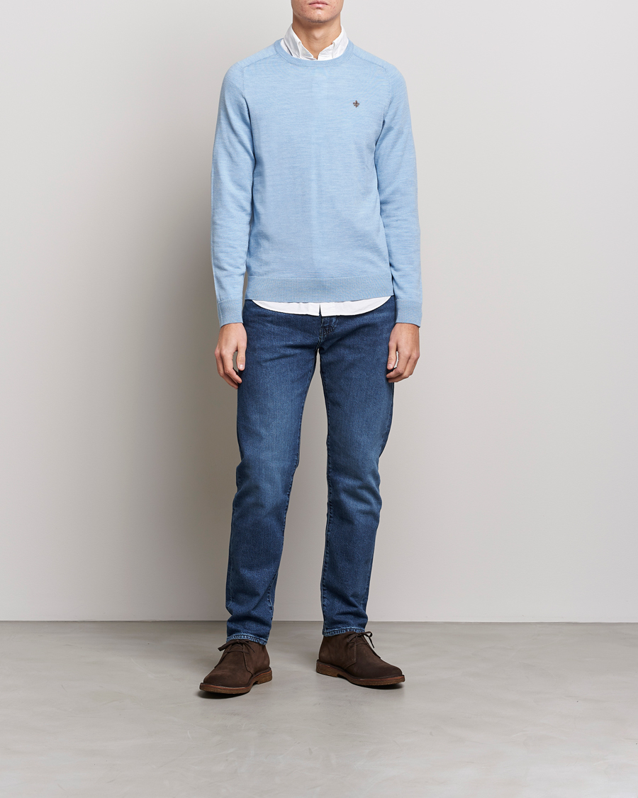 Herren | Pullover | Morris | Merino Crew Neck Pullover Light Blue