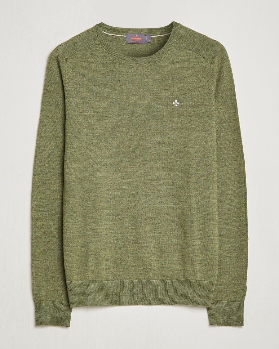 Herren | Pullover | Morris | Merino Crew Neck Pullover Sage Green