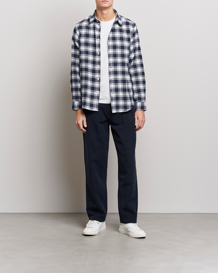 Herren | Hemden | NN07 | Arne Brushed Cotton Checked Shirt Navy/White