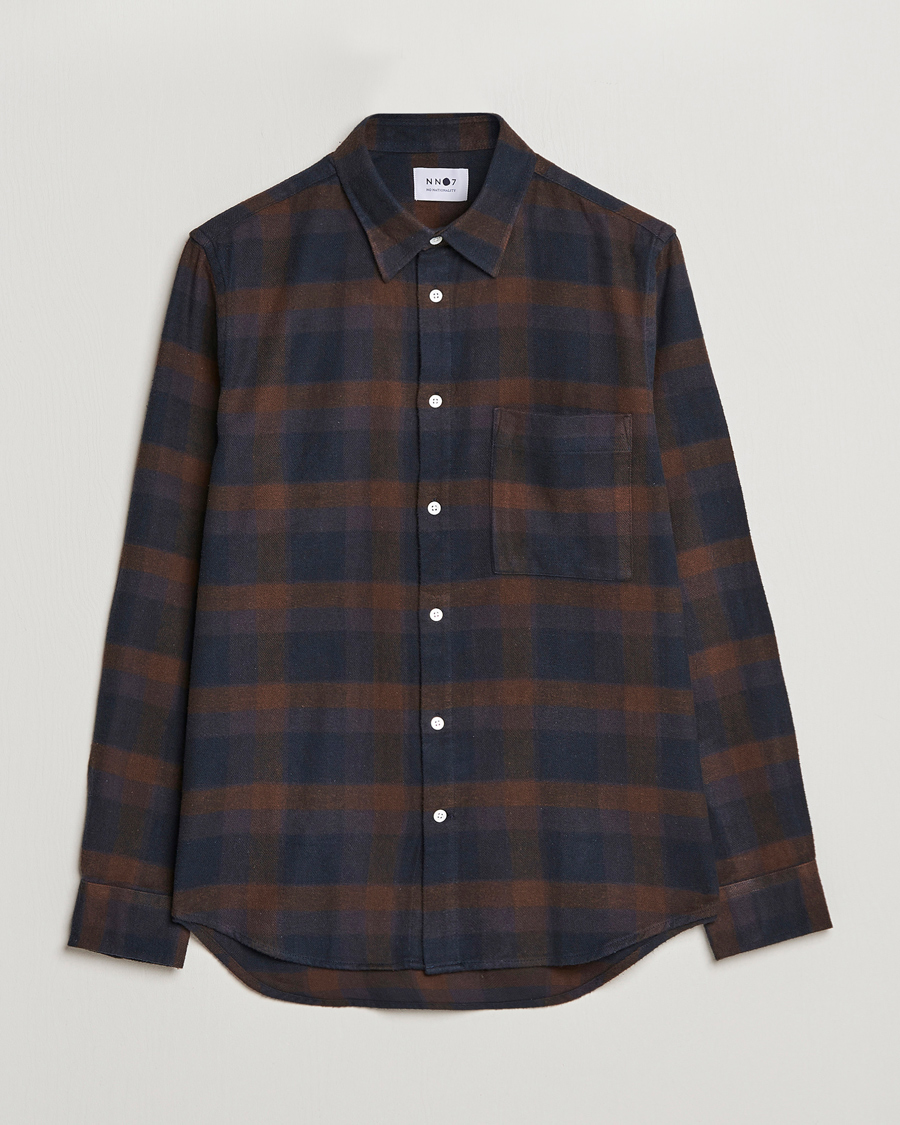 Herren | Hemden | NN07 | Arne Brushed Cotton Checked Shirt Brown/Navy
