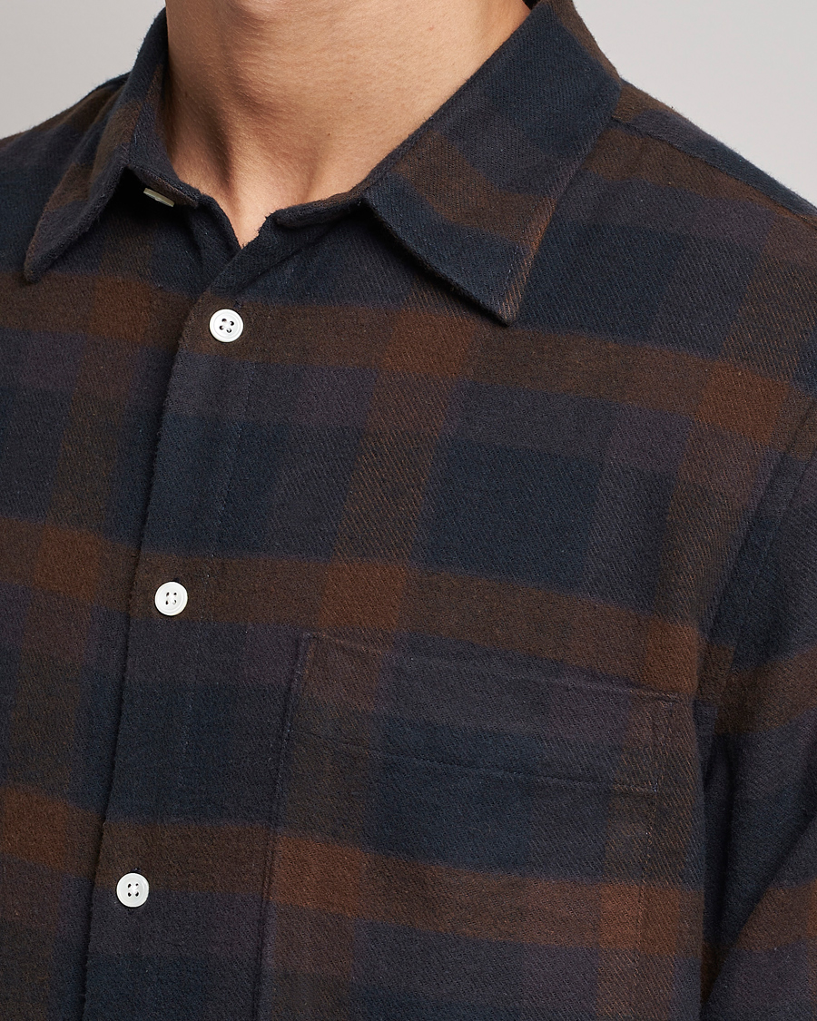 Herren | Hemden | NN07 | Arne Brushed Cotton Checked Shirt Brown/Navy