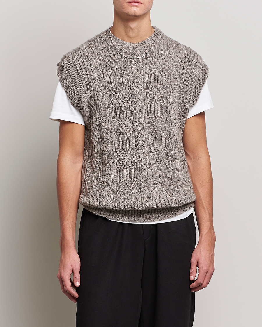 Herren | Pullover | NN07 | Cable Structured Knitted Vest Nature Melange