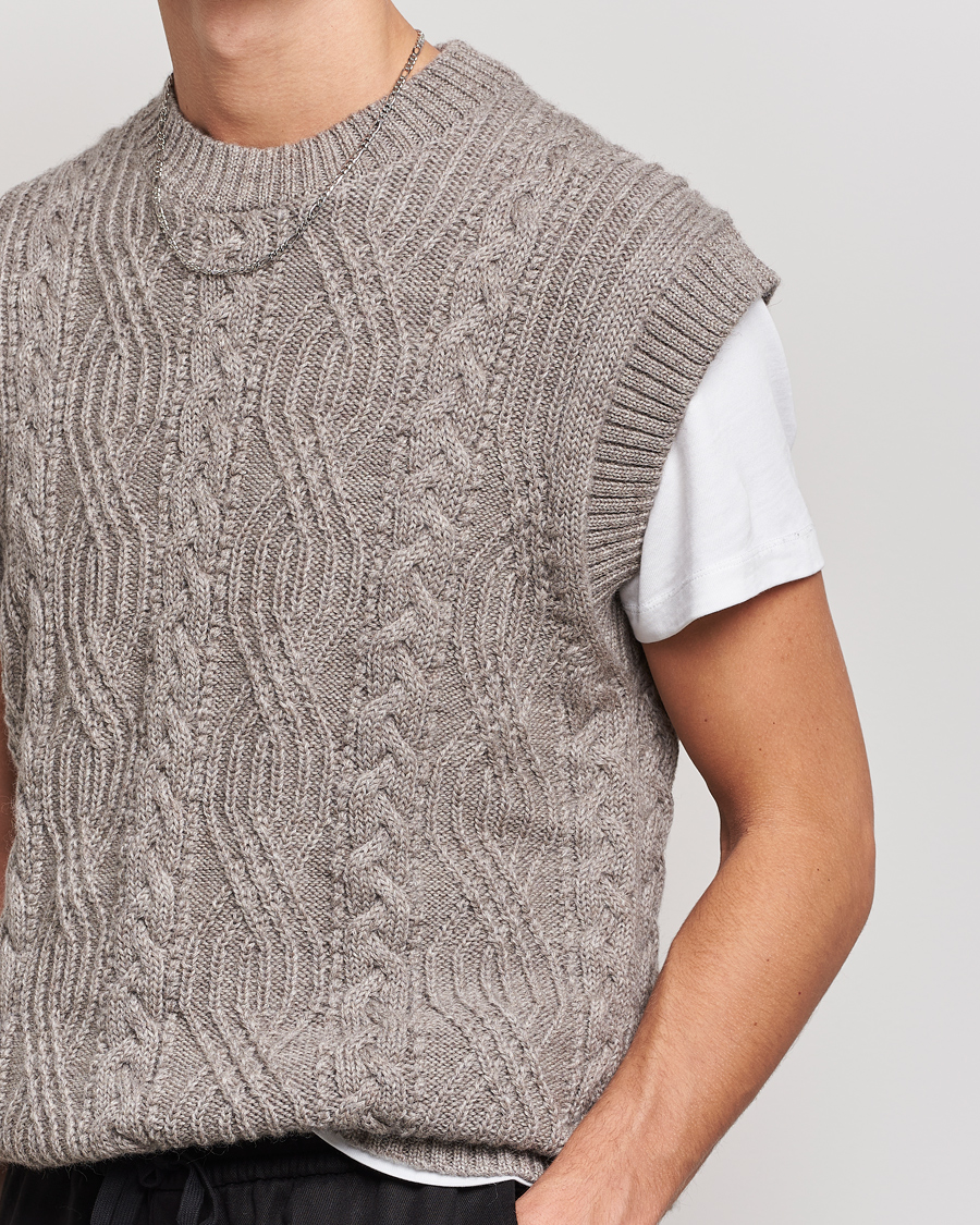Herren | Pullover | NN07 | Cable Structured Knitted Vest Nature Melange