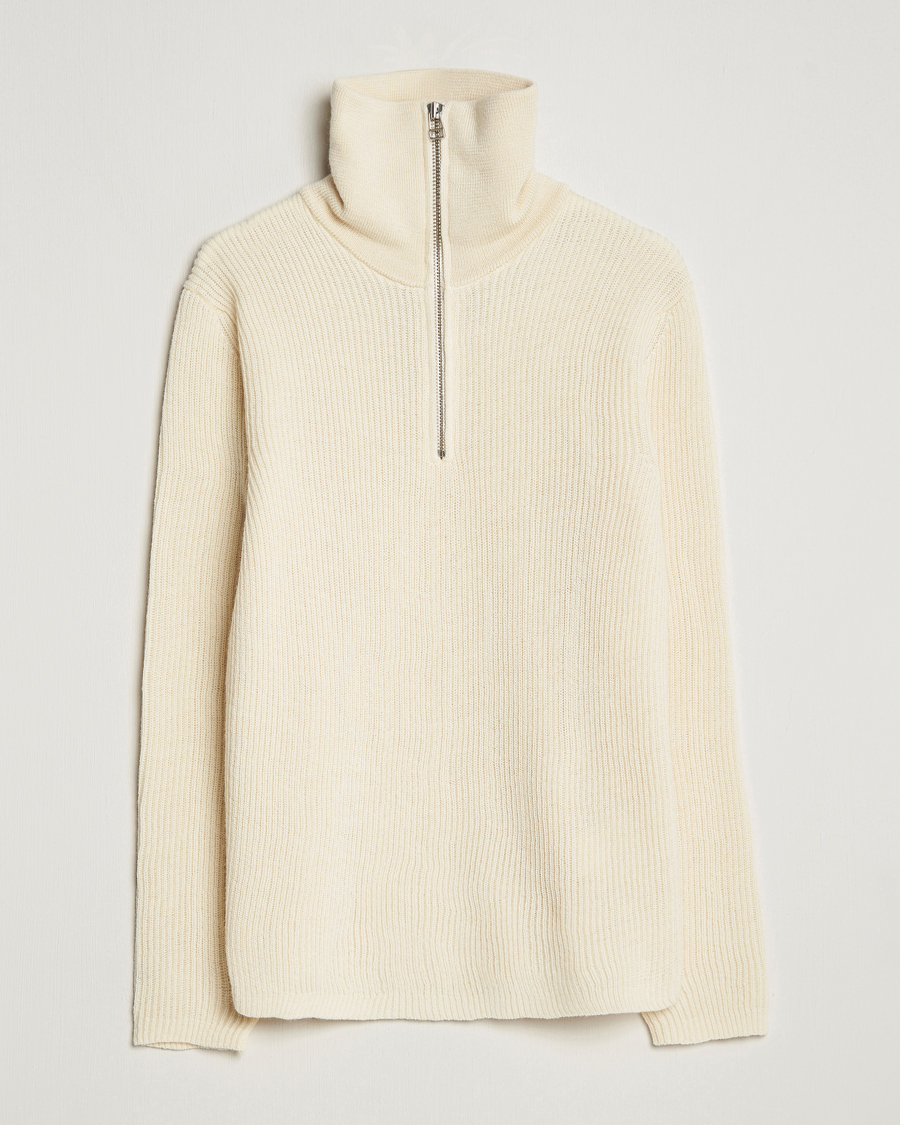 Herren | Pullover | NN07 | Holger Knitted Ribbed Half Zip Ecur