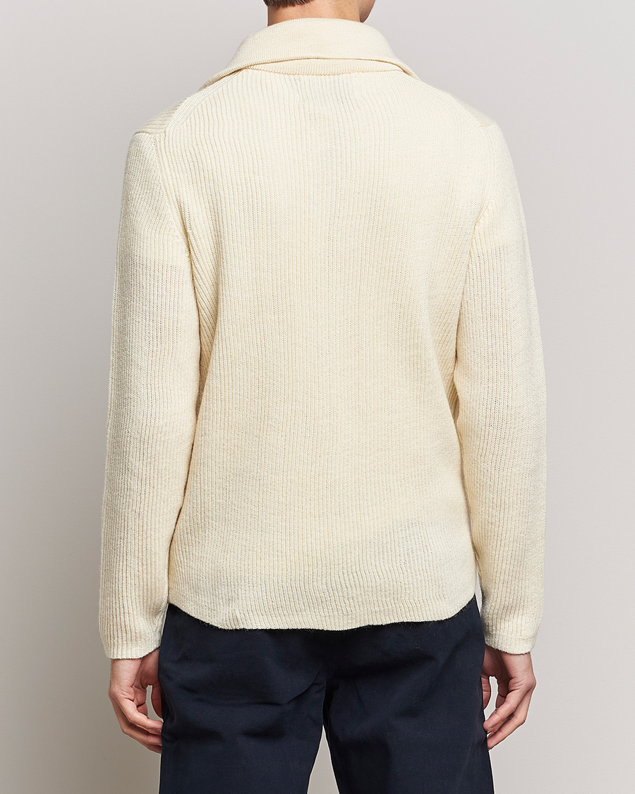 Herren | Pullover | NN07 | Holger Knitted Ribbed Half Zip Ecur