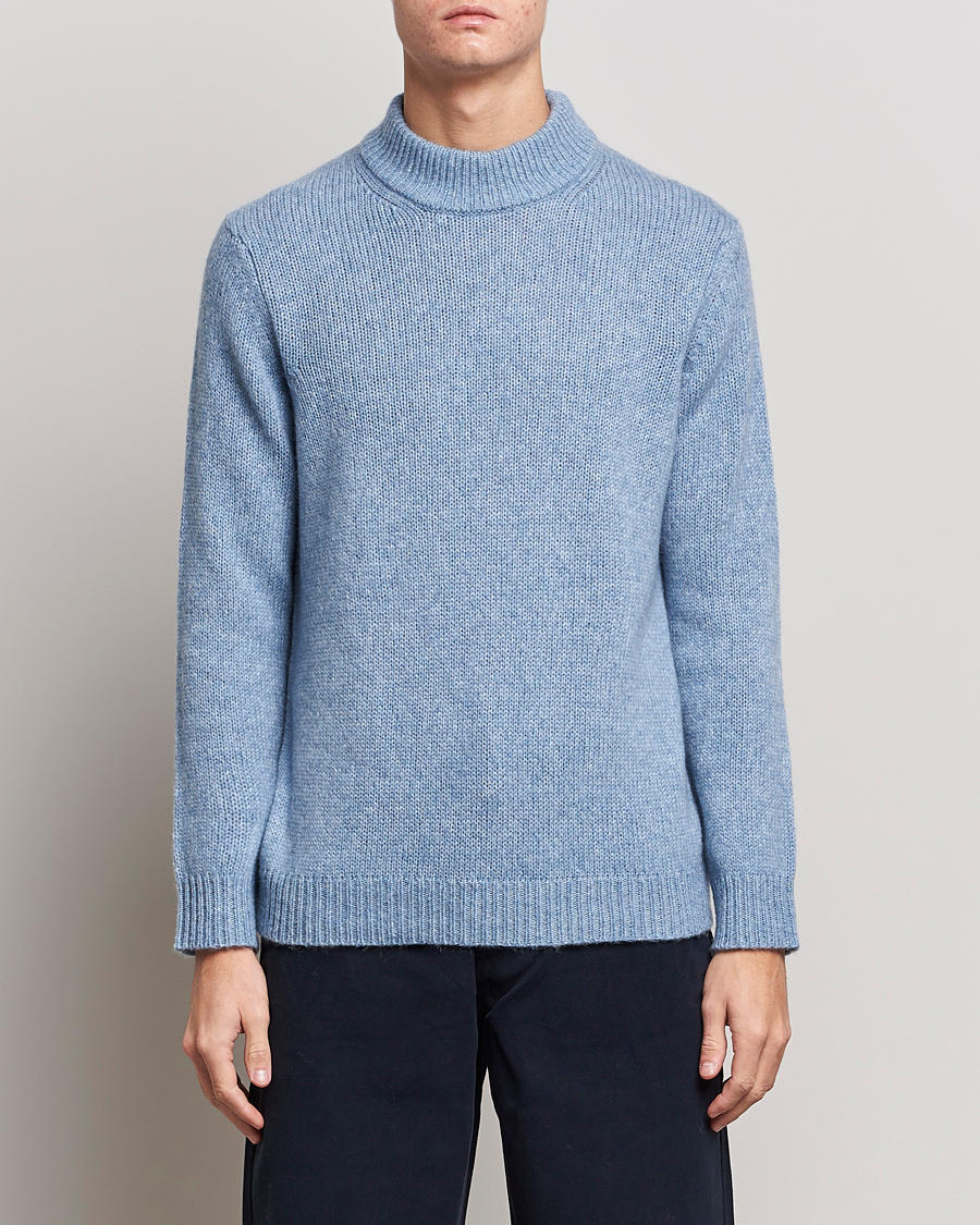 Herren | Pullover | NN07 | Nick Knitted Merino Mock Neck Light Blue Melange