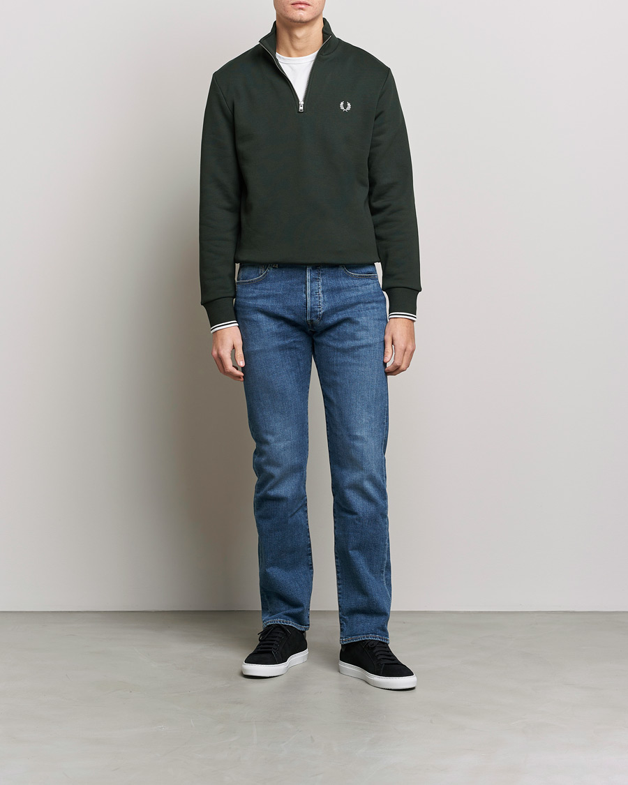 Herren | Pullover | Fred Perry | Half Zip Sweatshirt Night Green
