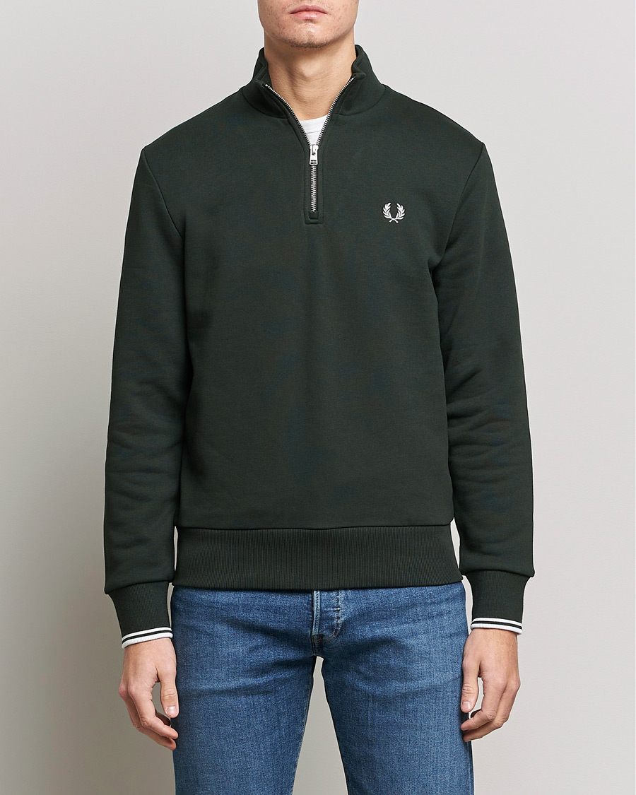 Herren | Pullover | Fred Perry | Half Zip Sweatshirt Night Green