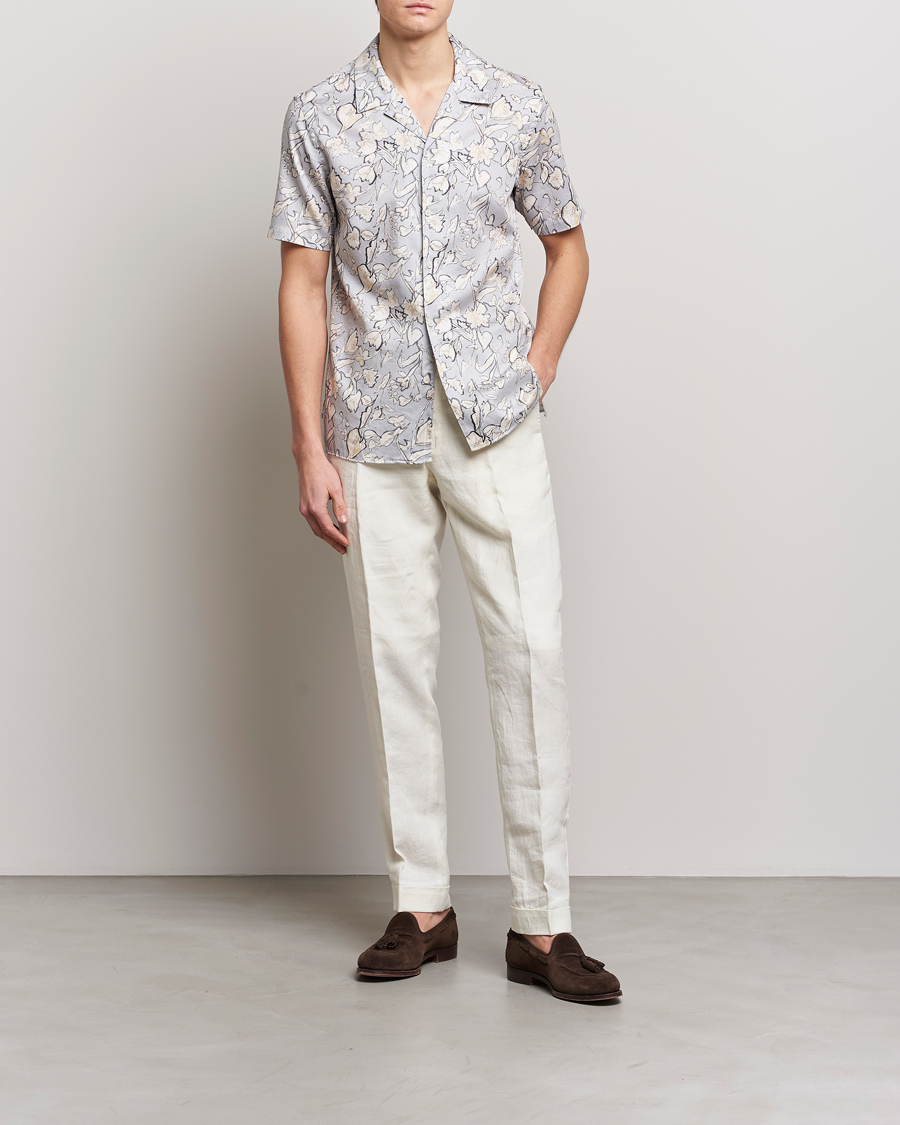 Herren | Hemden | Altea | Printed Bowling Shirt Light Grey