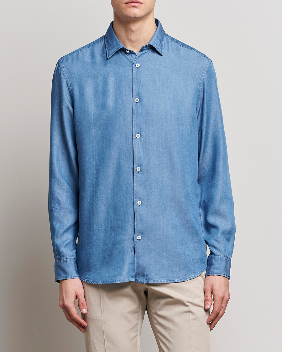 Herren | Hemden | Altea | Soft Lyocell Denim Shirt Light Indigo