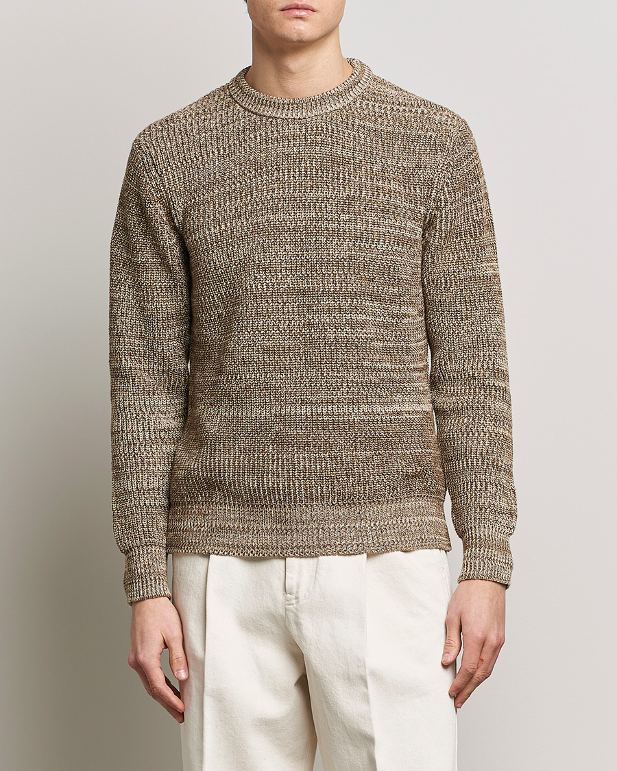 Herren | Pullover | Altea | Rib Cotton Sweater Brown Melange
