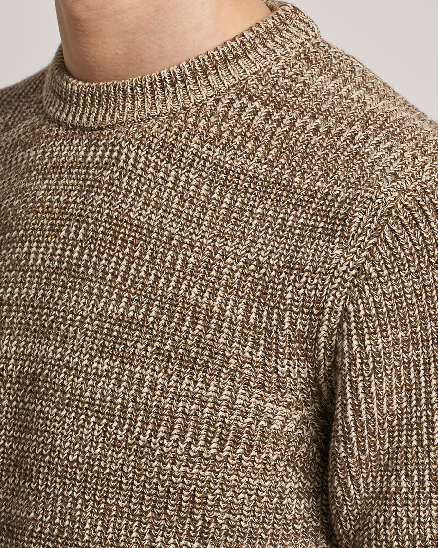 Herren | Pullover | Altea | Rib Cotton Sweater Brown Melange