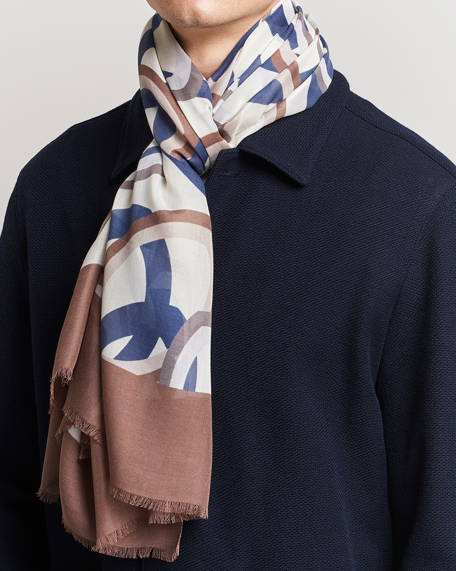 Herren | Altea Printed Scarf Navy/Brown | Altea | Printed Scarf Navy/Brown
