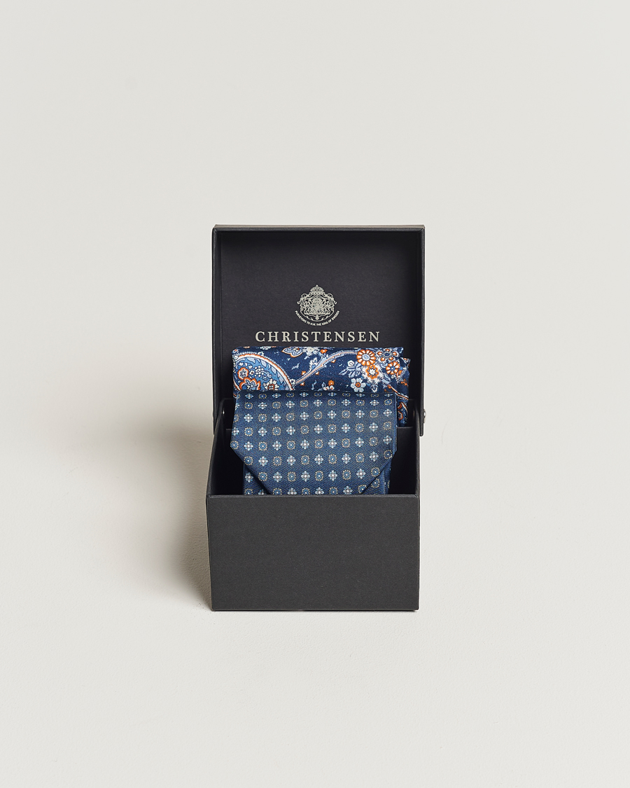 Herren | Amanda Christensen Box Set Silk Twill 8cm Tie With Pocket Square Navy | Amanda Christensen | Box Set Silk Twill 8cm Tie With Pocket Square Navy