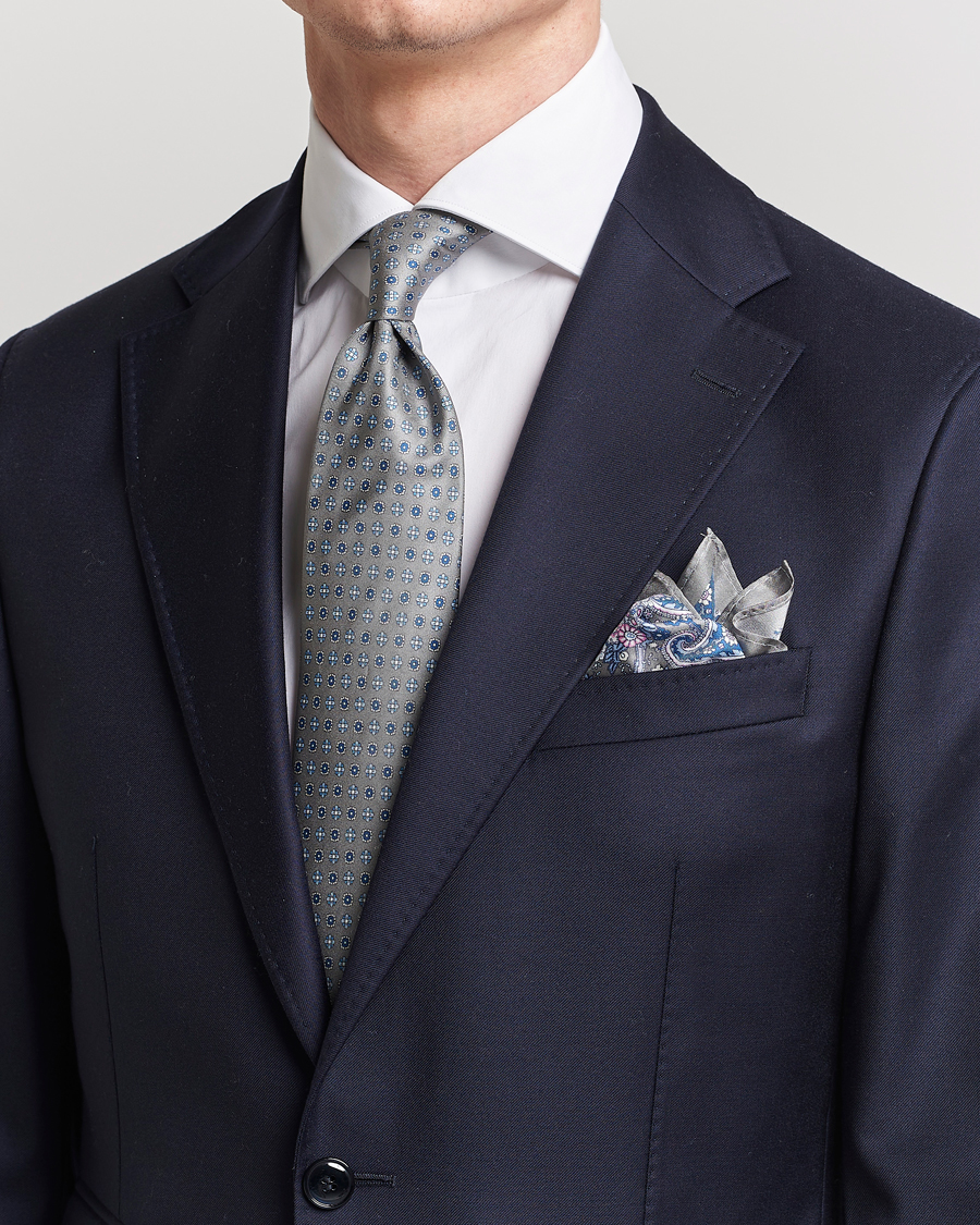 Herren | Amanda Christensen Box Set Silk Twill 8cm Tie With Pocket Square Grey | Amanda Christensen | Box Set Silk Twill 8cm Tie With Pocket Square Grey
