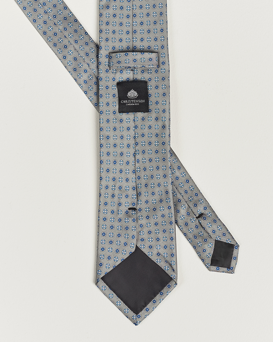 Herren | Amanda Christensen Box Set Silk Twill 8cm Tie With Pocket Square Grey | Amanda Christensen | Box Set Silk Twill 8cm Tie With Pocket Square Grey