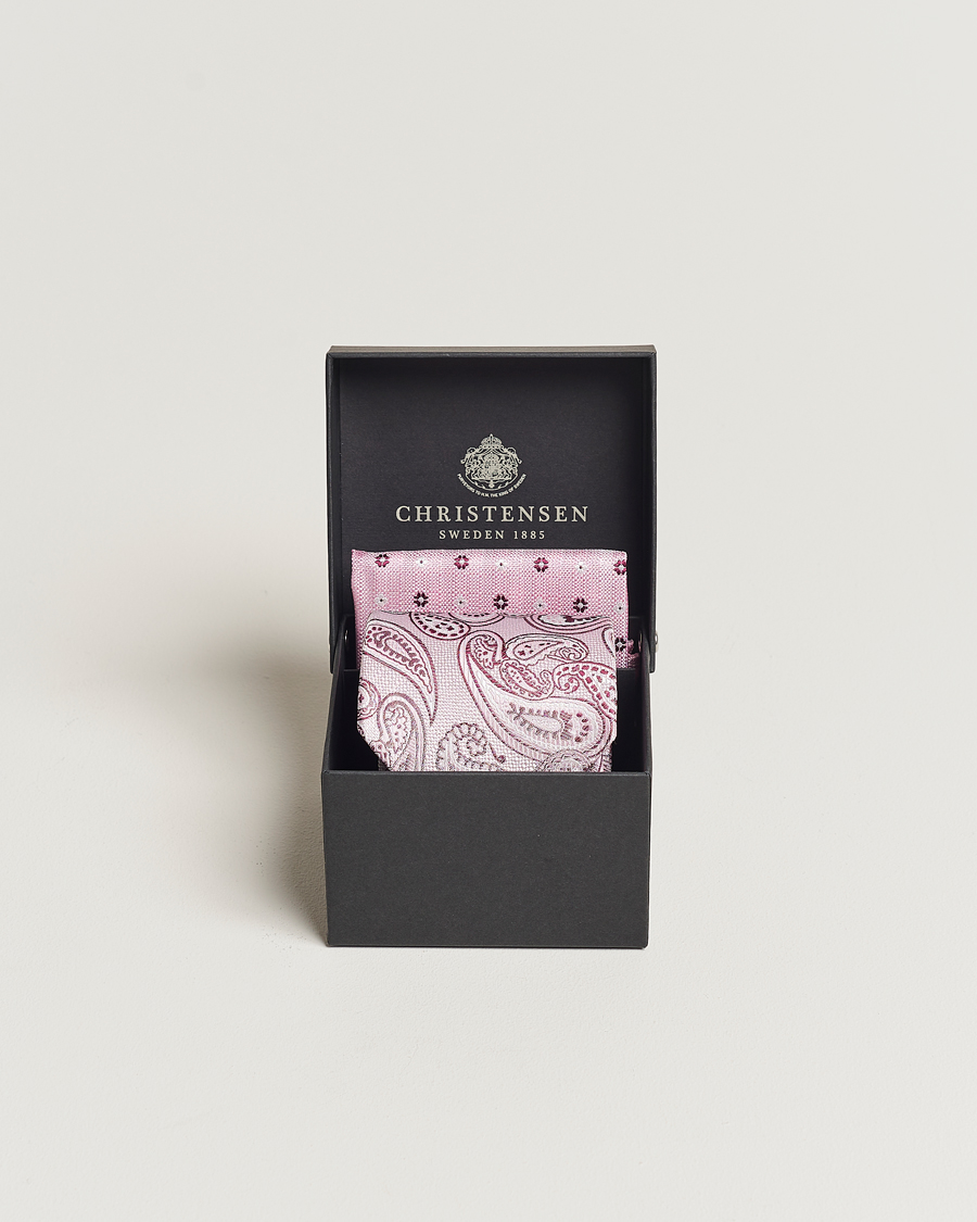 Herren | Amanda Christensen Box Set Silk 8cm Tie With Pocket Square Pink | Amanda Christensen | Box Set Silk 8cm Tie With Pocket Square Pink