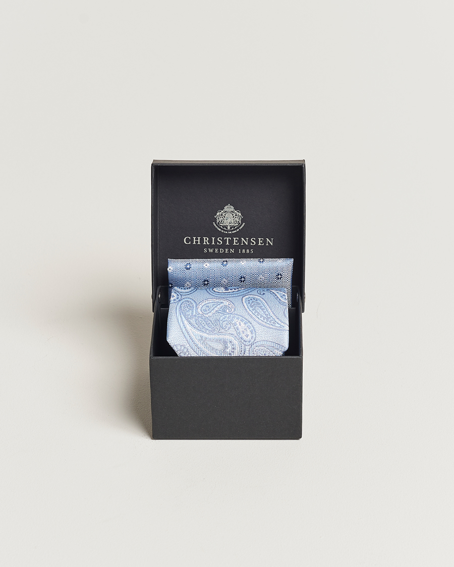 Herren | Amanda Christensen Box Set Silk 8cm Tie With Pocket Square Blue | Amanda Christensen | Box Set Silk 8cm Tie With Pocket Square Blue