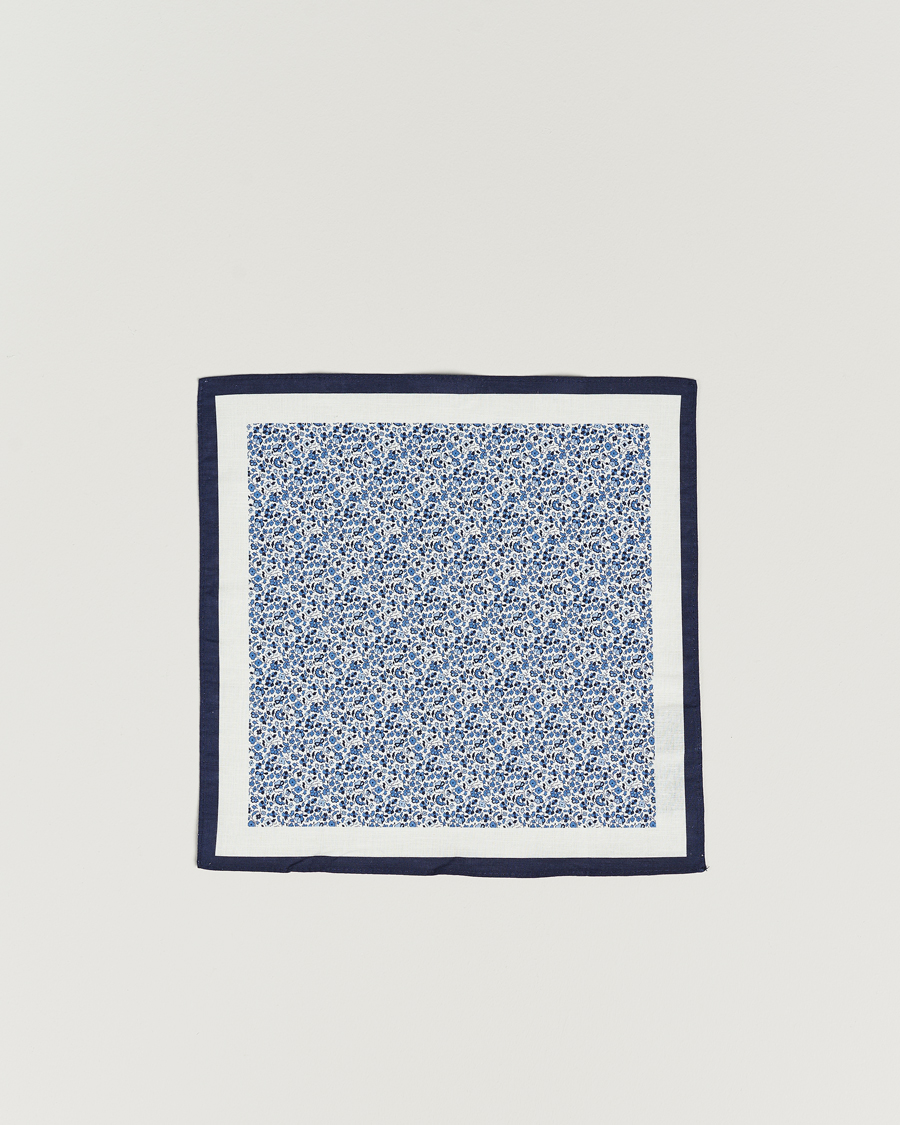 Herren | Amanda Christensen Box Set Printed Linen 8cm Tie With Pocket Square Navy | Amanda Christensen | Box Set Printed Linen 8cm Tie With Pocket Square Navy