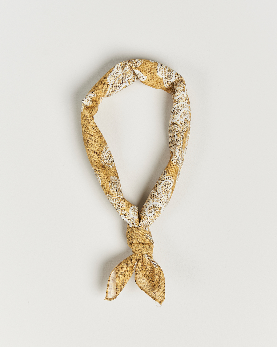 Herren | Amanda Christensen Cotton Voilé Printed Bandana Yellow | Amanda Christensen | Cotton Voilé Printed Bandana Yellow