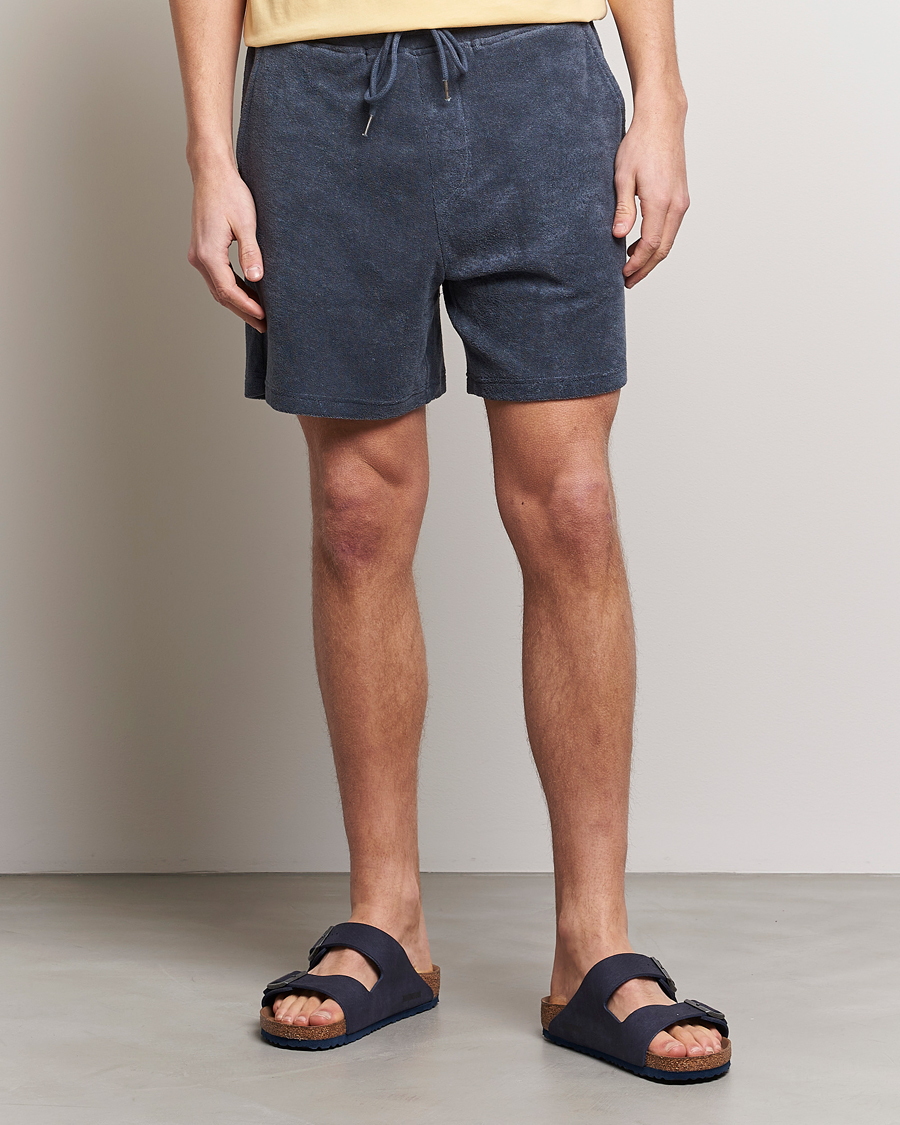 Herren | Shorts | Bread & Boxers | Terry Drawstring Shorts Smoky Blue